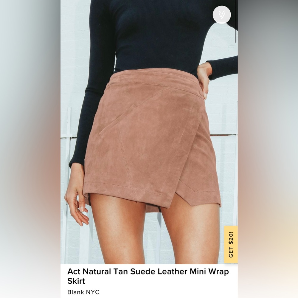 Act Natural Tan Suede Leather Mini Wrap Skirt